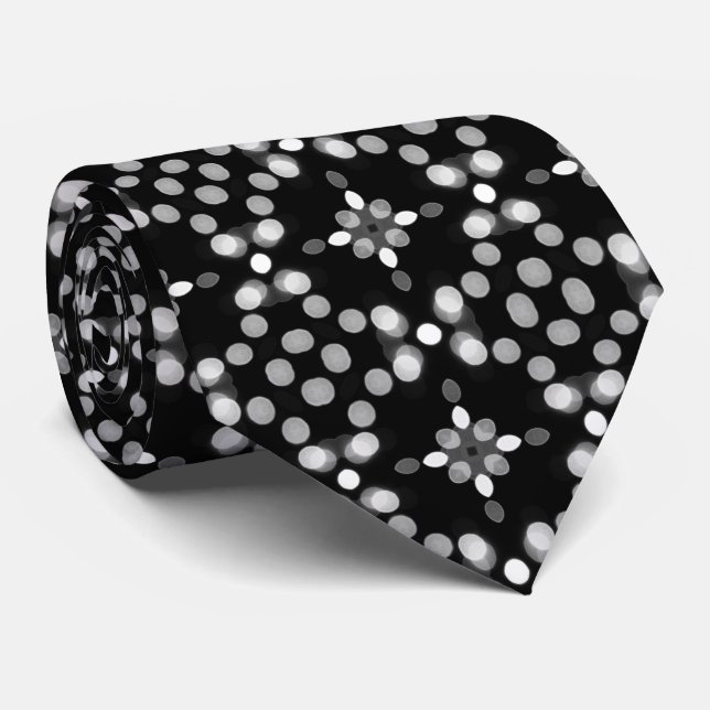 Abstract Monochrome Bokeh Dots Pattern Tie (Rolled)