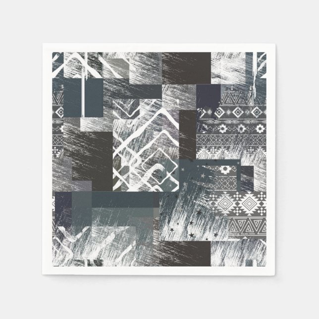 Abstract monochrome patchwork  napkin (Front)