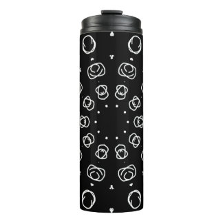 Abstract Monochrome White Mandala Geometric Patter Thermal Tumbler