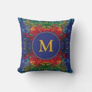 Abstract MONOGRAM Red Blue Green Throw Pillow