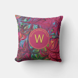 Abstract Monogram Scripture Customized PINK Throw Pillow