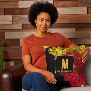 Abstract Monogrammed Contemporary Custom Name Throw Pillow