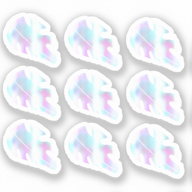 Abstract Monstera Leaf Liquid Faux Holographic Set (Front)