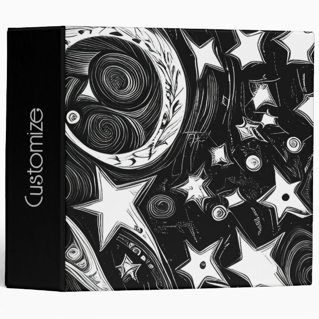 Abstract Moon And Stars  Binder (Front/Spine)
