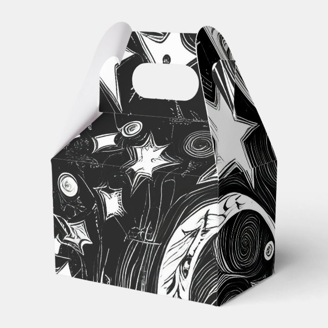 Abstract Moon And Stars   Favor Box (Front Side)