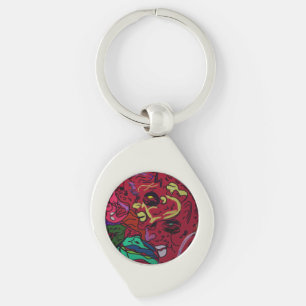 Abstract Moon Galaxy Art Metal Keychain