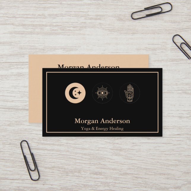 Abstract Moon Phase Gold Spiritual Energie Heiler  Business Card (Front/Back In Situ)