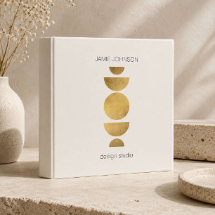 Abstract Moon Phases Geometric Art Gold/Ivory Binder