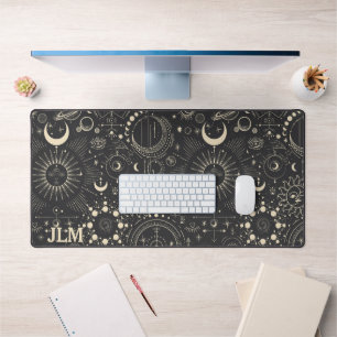 Abstract Moon Phases Monogram  Desk Mat