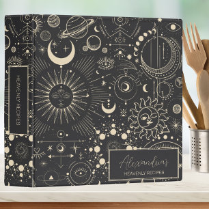 Abstract Moon Phases Monogram Recipe  Binder