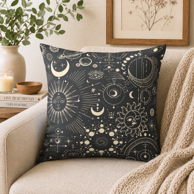 Abstract Moon Phases Throw Pillow (Creator Uploaded)