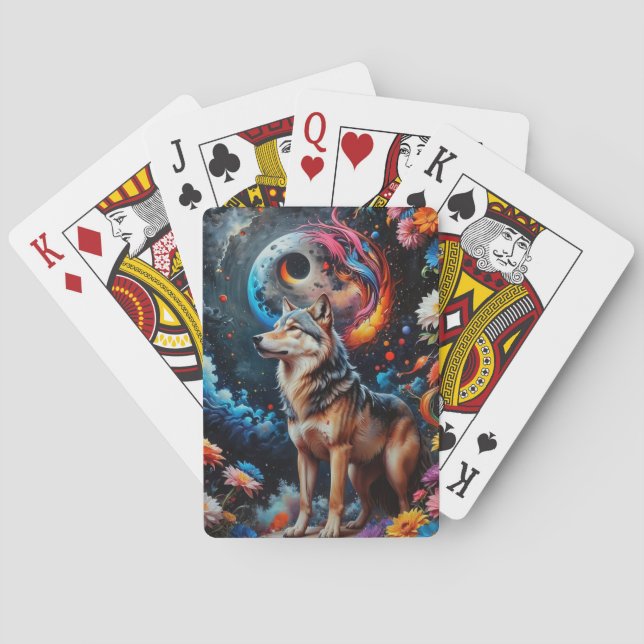 Abstract Moon Wolf Playing Cards (Back)