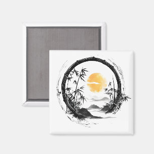 Abstract Moon Zen Bamboo Flow Magnet