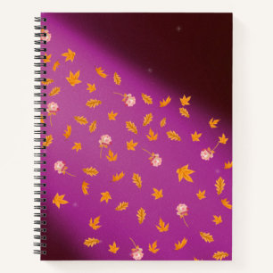 Abstract moonlight autumn leaves roses notebook