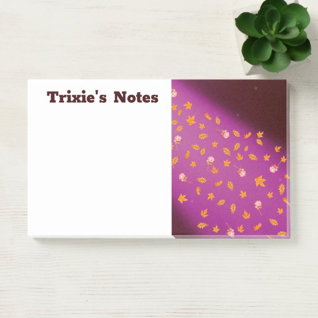 Abstract moonlight autumn leaves roses  post-it notes (Office)