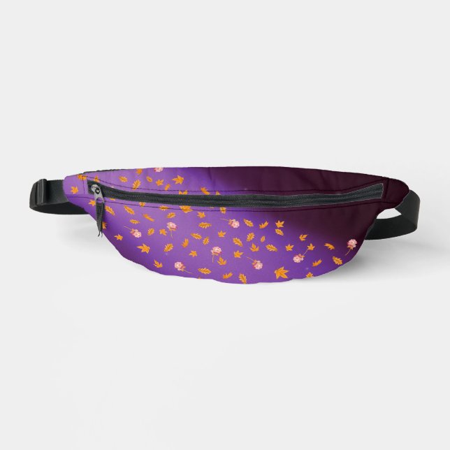Abstract moonlight autumn leaves roses printed  fanny pack (Front)