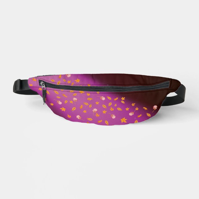 Abstract moonlight autumn leaves roses printed  fanny pack (Front)