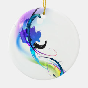 Abstract Morning Glory Paint Splatters Ceramic Ornament