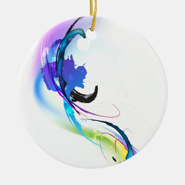 Abstract Morning Glory Paint Splatters Ceramic Ornament (Front)