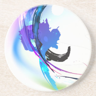 Abstract Morning Glory Paint Splatters Coaster