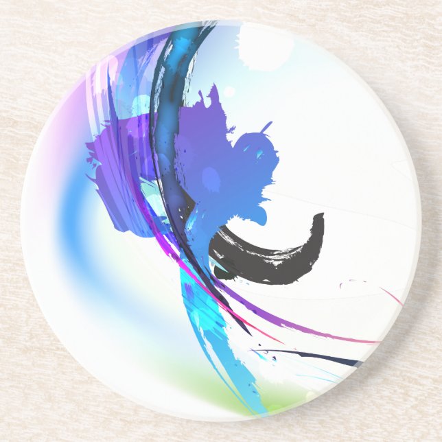 Abstract Morning Glory Paint Splatters Coaster (Front)