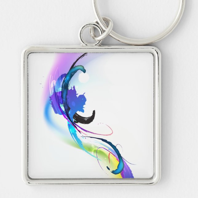 Abstract Morning Glory Paint Splatters Keychain (Front)