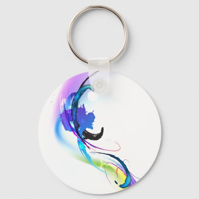 Abstract Morning Glory Paint Splatters Keychain (Front)