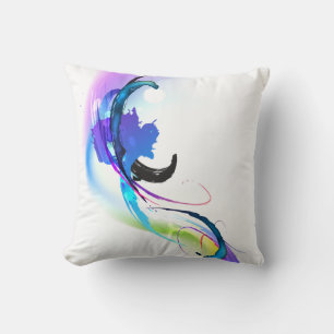Abstract Morning Glory Paint Splatters Throw Pillow