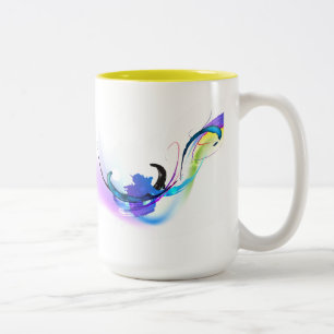 Abstract Morning Glory Paint Splatters Two-Tone Coffee Mug
