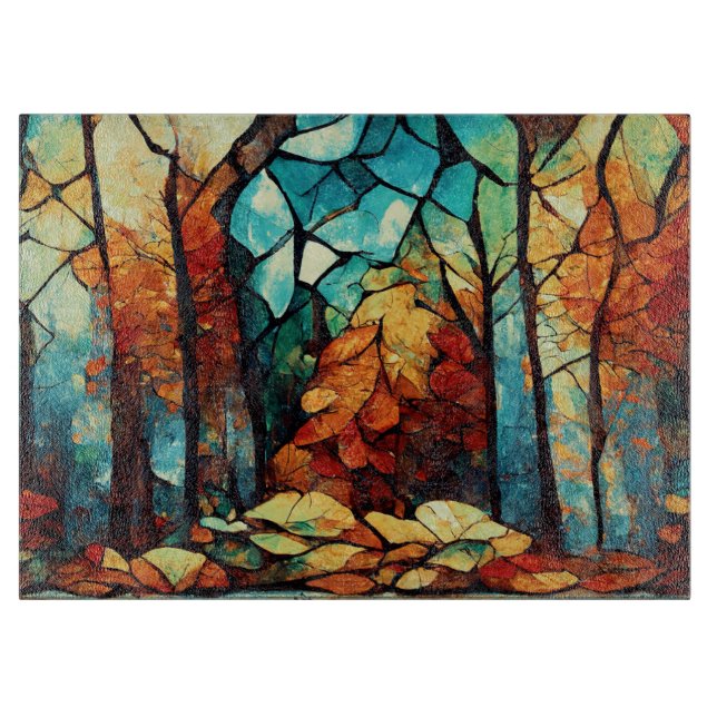 Abstract Mosaic Autumn Forest Cutting Board (Front)