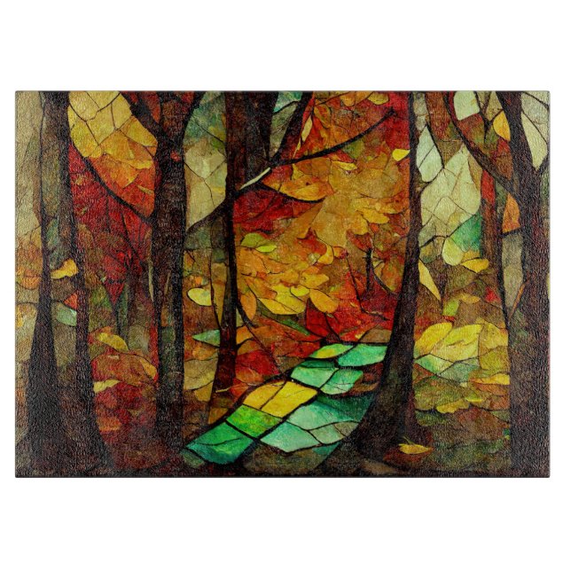 Abstract Mosaic Autumn Forest Cutting Board (Front)
