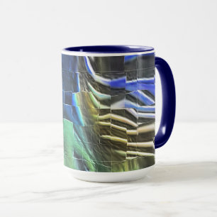 Abstract mosaic drawing lightly carved and satin mug