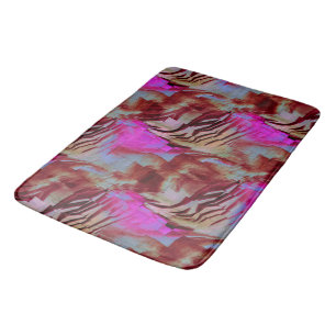 Abstract mosaic drawing of rustic pink and rusty bath mat