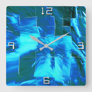 Abstract mosaic drawing, sky or lightly aluminum? square wall clock
