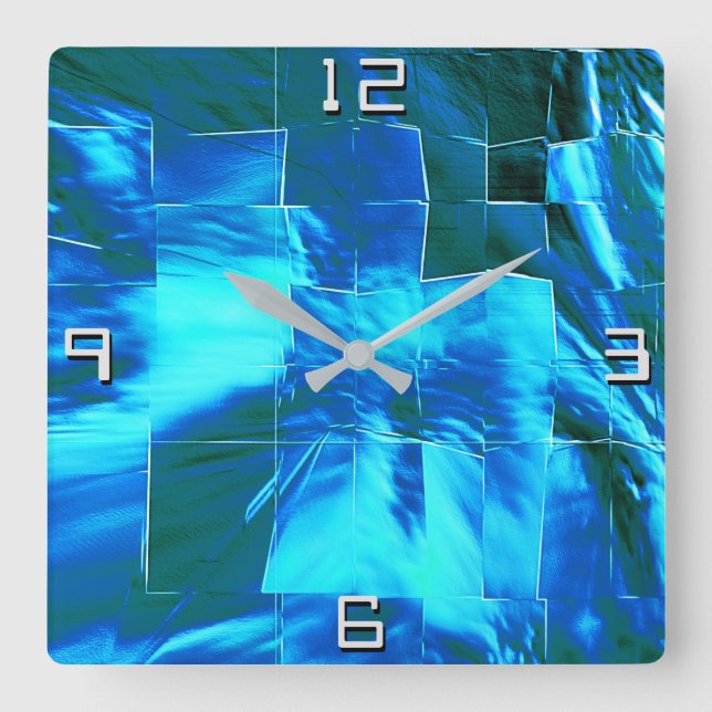 Abstract mosaic drawing, sky or lightly aluminum? square wall clock (Front)
