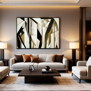 Abstract Mosaic Gold and Neutral Canvas Print