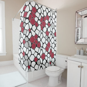 Abstract mosaic, grey, burgundy, black and white