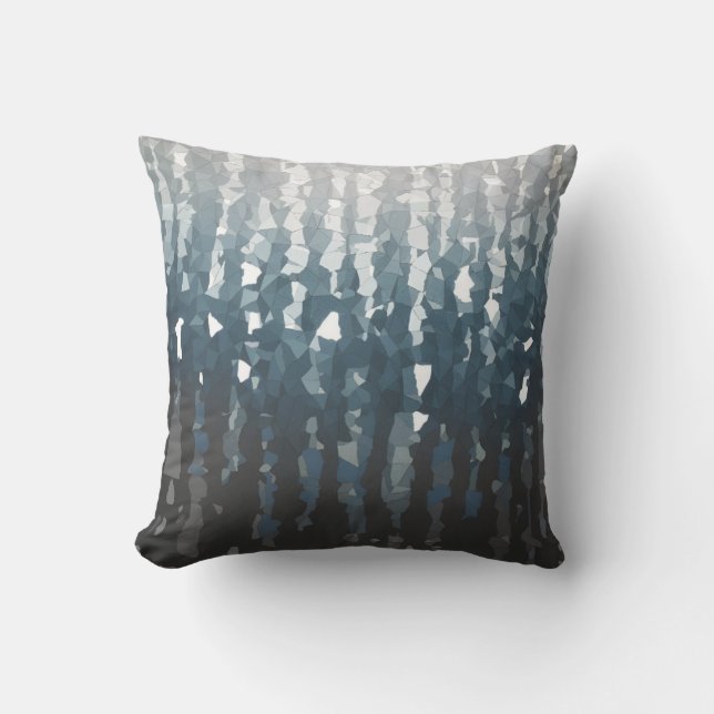 Abstract Mosaic in Cool Tones Throw Pillow (Front)