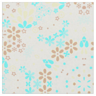 Abstract mosaic kaleidoscopic floral flowers white fabric