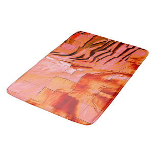 Abstract mosaic, lightly carved and pearly salmon bath mat