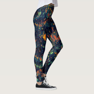 Abstract mosaic of displaced campfire on greenish leggings