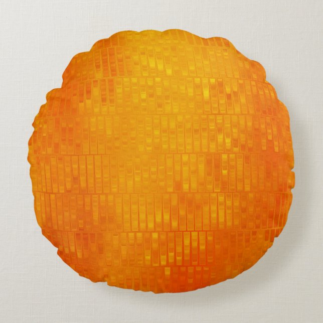 Abstract Mosaic Orange: Bright Gloss Round Pillow (Front)