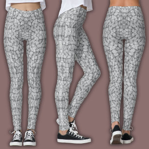 Abstract Mosaic Pattern Cracked Stone Leggings