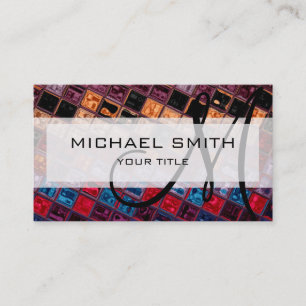 Abstract Mosaic Pattern Custom Monogram #16 Business Card
