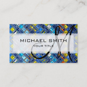 Abstract Mosaic Pattern Custom Monogram #5 Business Card