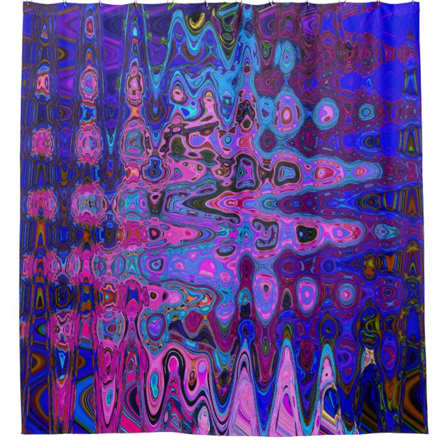 Abstract Mosaic Pink and Blue Wavy Retro (Front)
