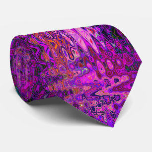Abstract Mosaic Pink and Purple Wavy Retro Tie