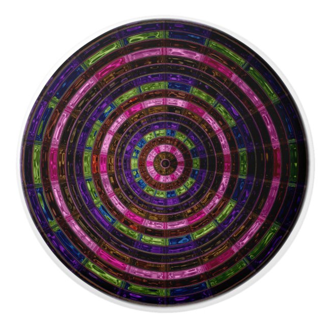 Abstract Mosaic Stained Glass #2 Ceramic Knob (Front)