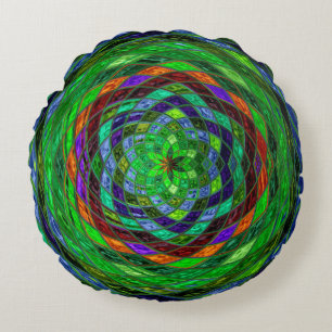 Abstract Mosaic Stained Glass #8 Round Pillow