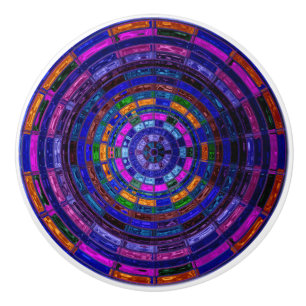 Abstract Mosaic Stained Glass #9 Ceramic Knob